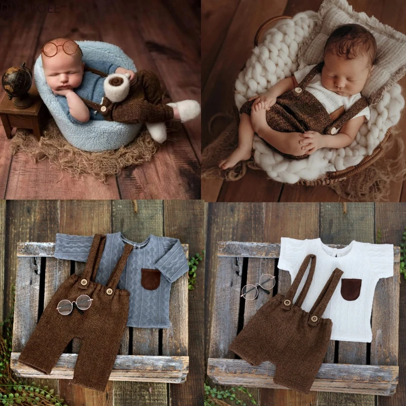 Infant Photography Props Outfit - ชุดอุปกรณ์ประกอบฉากการถ่ายภาพสำหรับเด็กแรกเกิดชุดสูทสุภาพบุรุษเด็กผู้ชายอุปกรณ์ถ่ายภาพเด็กทารก