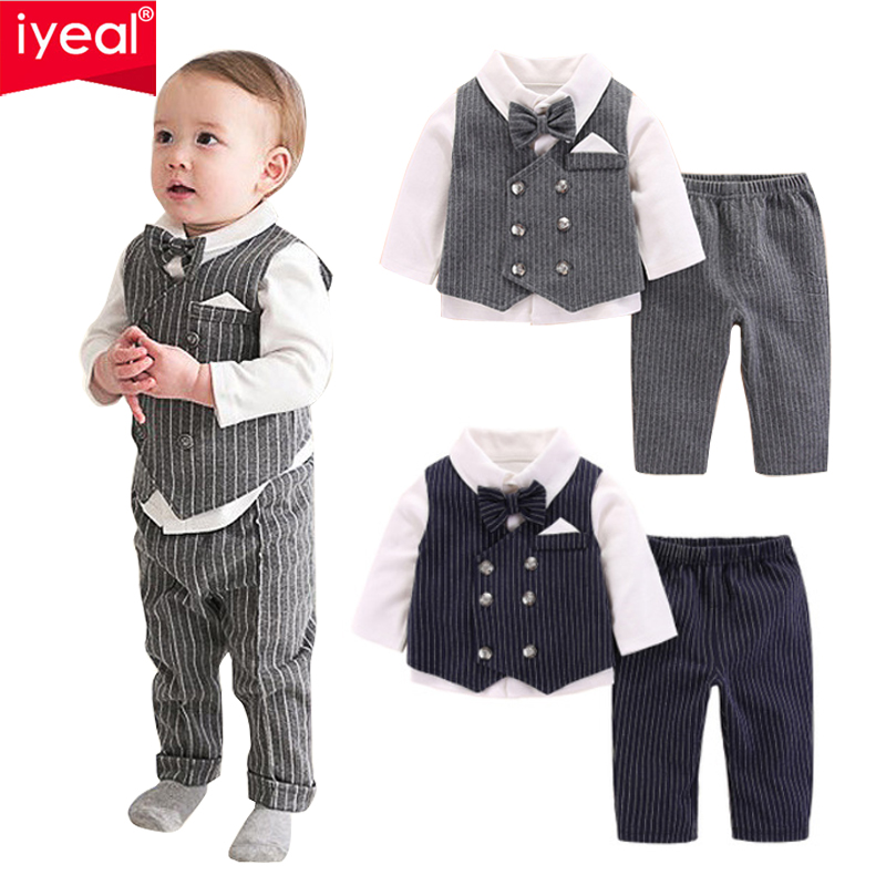 Baby Boy Suit Set Baptism - IYEAL เด็กทารก Baptism ชุดสูททารกแรกเกิดของขวัญวันเกิด Tuxedo ทารกกับหมวก