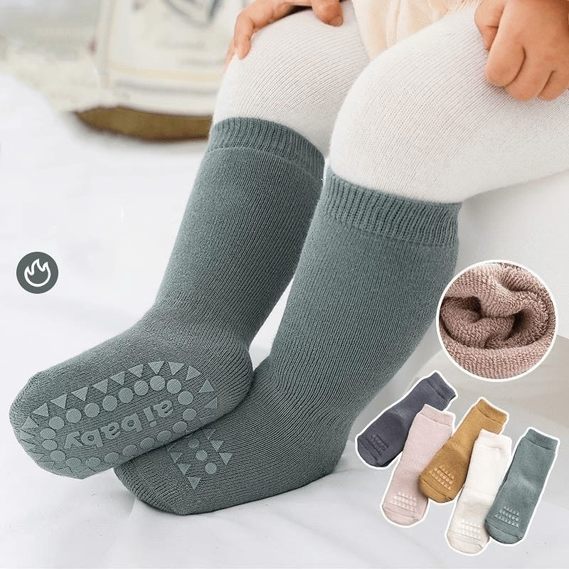 Unisex Baby Socks Non Slip - หนาเด็กถุงเท้าเด็กวัยหัดเดินเด็กทารกเด็กหญิงสีอบอุ่นถุงเท้ากันลื่นทารกแรกเกิดสบายๆถุงเท้าผ้าฝ้าย 0-3 Y ฤดูหนาวใหม่