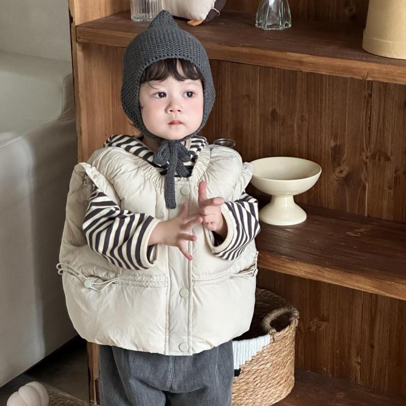 Toddler Boy Winter Fleece Jacket - เสื้อกั๊กเด็กอ่อนแบบมีซับในสำหรับเด็กผู้หญิงและเด็กผู้ชาย เสื้อคลุมลำลองสำหรับเด็กวัยหัดเดิน เสื้อแจ็คเก็ตผ้าฝ้ายบุใยสำหรับฤดูหนาวปี 2025 เสื้อกั๊กขนแกะแบบไม่มีแขนสำหรับเด็กทารก