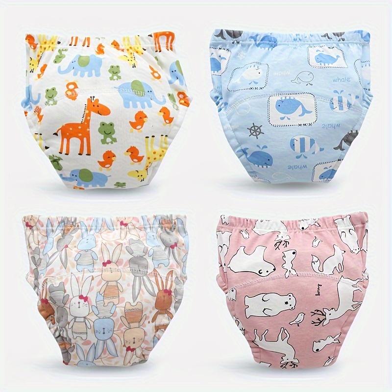 Toddler Training Pants Leak Proof - 3 ชิ้นเด็กวัยหัดเดินการฝึกอบรมกางเกงล้างทําความสะอาดได้สีทึบผ้าถักผ้าฝ้ายป้องกันการรั่วผ้าอ้อมพร้อมผ้าอ้อมสําหรับ Youngster