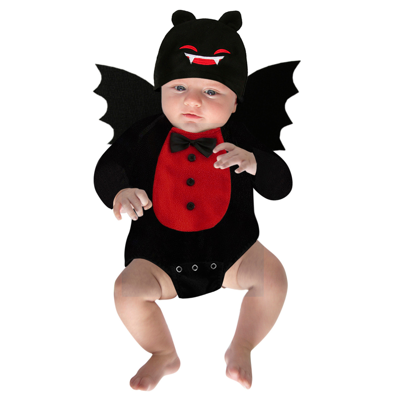 Baby Clothes - Umorden เด็กทารกเด็กหญิงฮาโลวีนค้างคาวเครื่องแต่งกาย Romper บอดี้สูทปีกหมวก 3 ชิ้นชุดขนแกะปีศาจเครื่องแต่งกายแวมไพร์