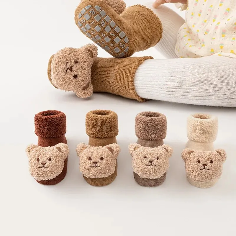 Unisex Baby Socks Non Slip - รองเท้าแฟชั่นสำหรับฤดูใบไม้ร่วงและฤดูหนาวเรียบง่ายและน่ารักมีพื้นรองเท้านุ่มหนากันลื่น0-2ปีเด็กชายและเด็กหญิงรองเท้าเด็กวัยหัดเดิน