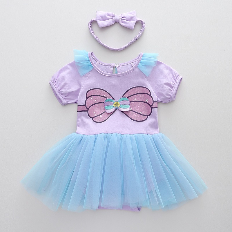 Baby Clothes - THEEPER ชุดรอมเปอร์เด็กทารกชุดตูตูพร้อมแถบคาดศีรษะเด็กผู้หญิงเจ้าหญิงเงือกเสื้อผ้า 3-18M ชุดทารกแรกเกิดสำหรับชุดปาร์ตี้วันเกิด