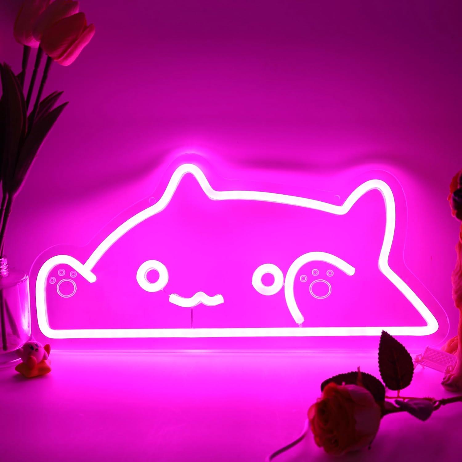 Nursery - ป้ายไฟนีออนรูปแมว ไฟ LED ปรับความสว่างได้ ใช้พอร์ต USB