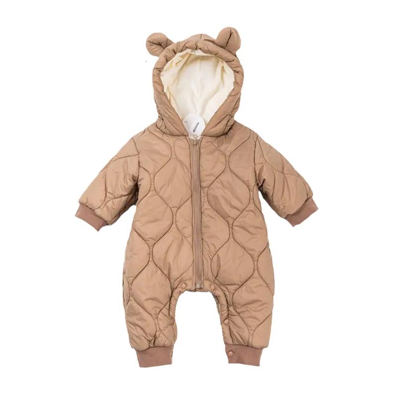 Cotton Baby Onesies Zipper - ทารกแรกเกิดทารกRomperฤดูหนาวThicken Cotton JumpsuitทารกOnesieซับขนแกะHooded RompersสําหรับBoy Girlเสื้อผ้าเด็กชุด