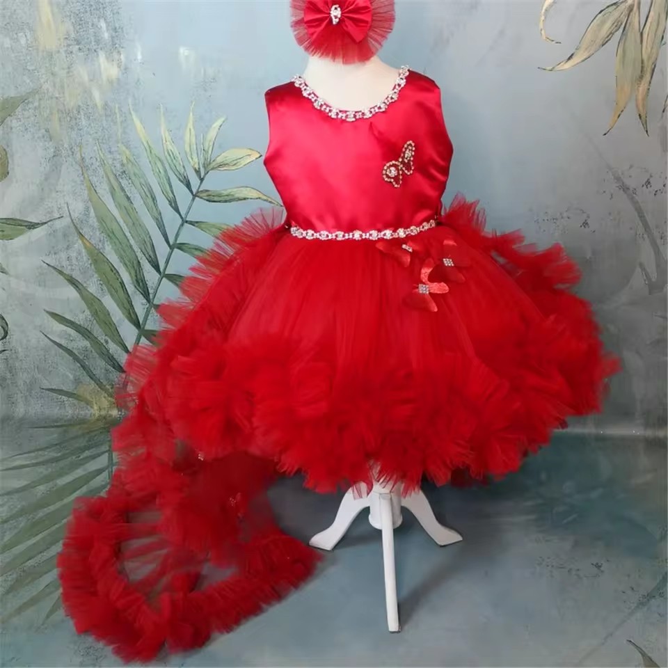 ชุดเดรสเด็กผู้หญิงสีแดงแบบกำหน - Toddler Girl Tulle Party Dress บทวิจารณ์และราคา