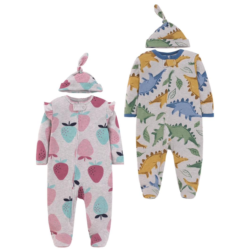 ชุดนอนเด็กแรกเกิดผ้าฝ้ายแท้ลาย - Cotton Baby Onesies Zipper บทวิจารณ์และราคา