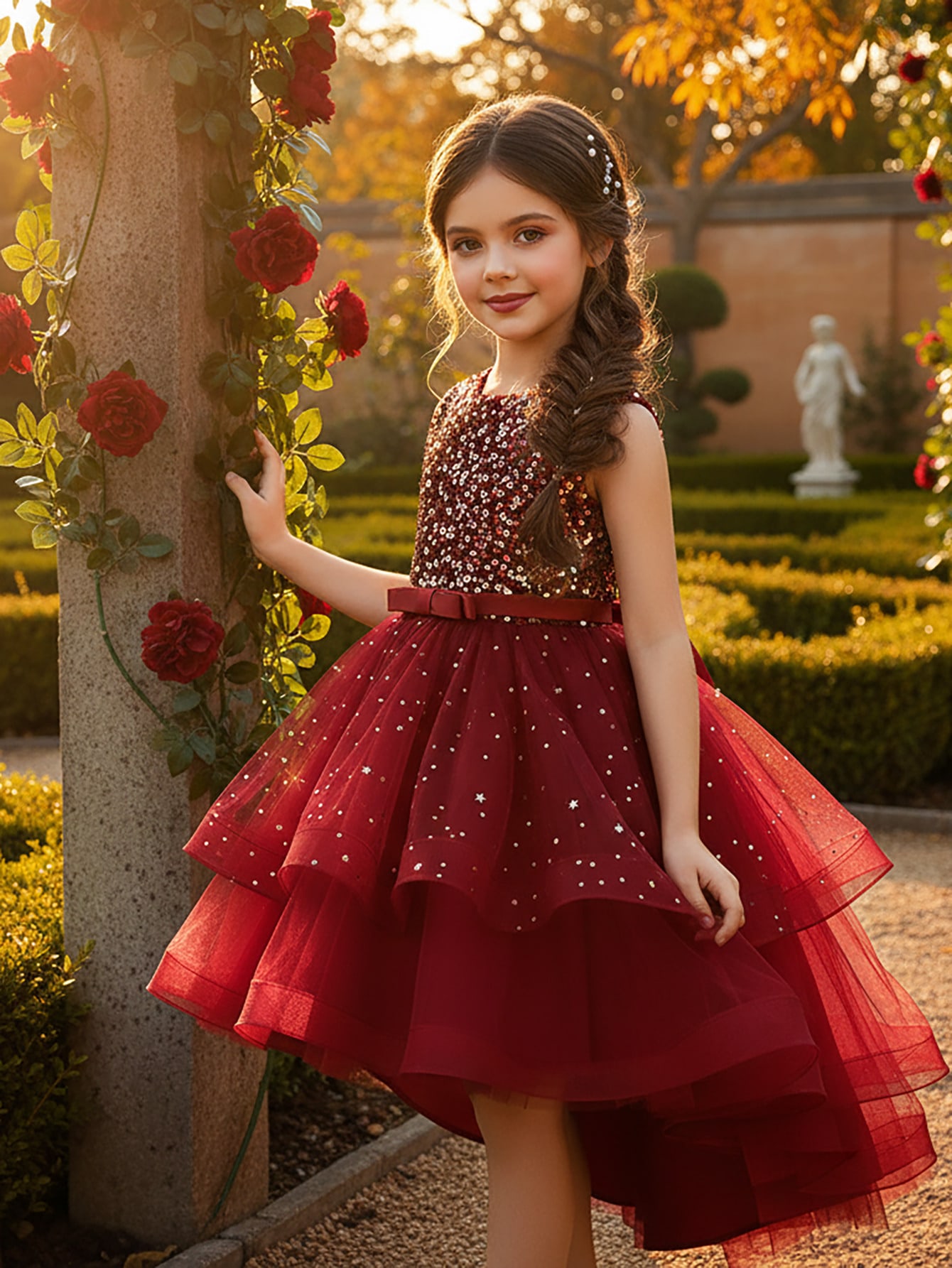 ชุดเดรสเด็กผู้หญิงลายดอกไม้ประ - Toddler Girl Tulle Party Dress บทวิจารณ์และราคา