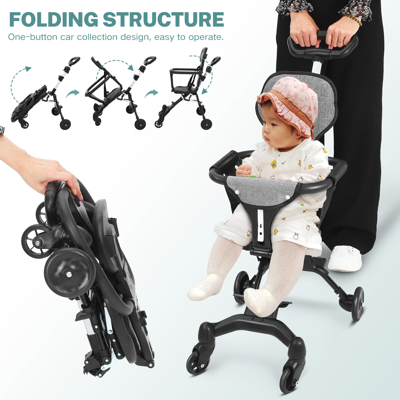 ที่นั่งเด็กอ่อนแบบพับได้ น้ำหน - Lightweight Foldable Baby Stroller Compact บทวิจารณ์และราคา