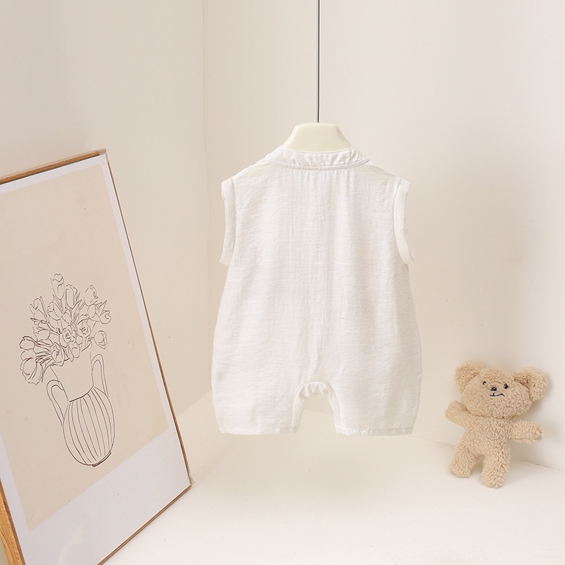ชุดรอมเปอร์เด็กพิมพ์ลายการ์ตูน - Baby Summer Linen Sleeveless Jumpsuit บทวิจารณ์และราคา