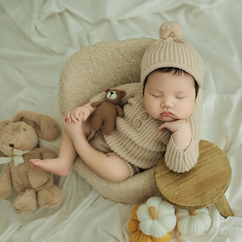 ชุดจั๊มสูทถักสีกากีสำหรับเด็กแ - Infant Photography Props Outfit บทวิจารณ์และราคา