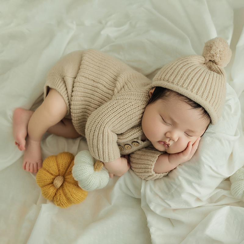 ชุดจั๊มสูทถักสีกากีสำหรับเด็กแ - Infant Photography Props Outfit บทวิจารณ์และราคา