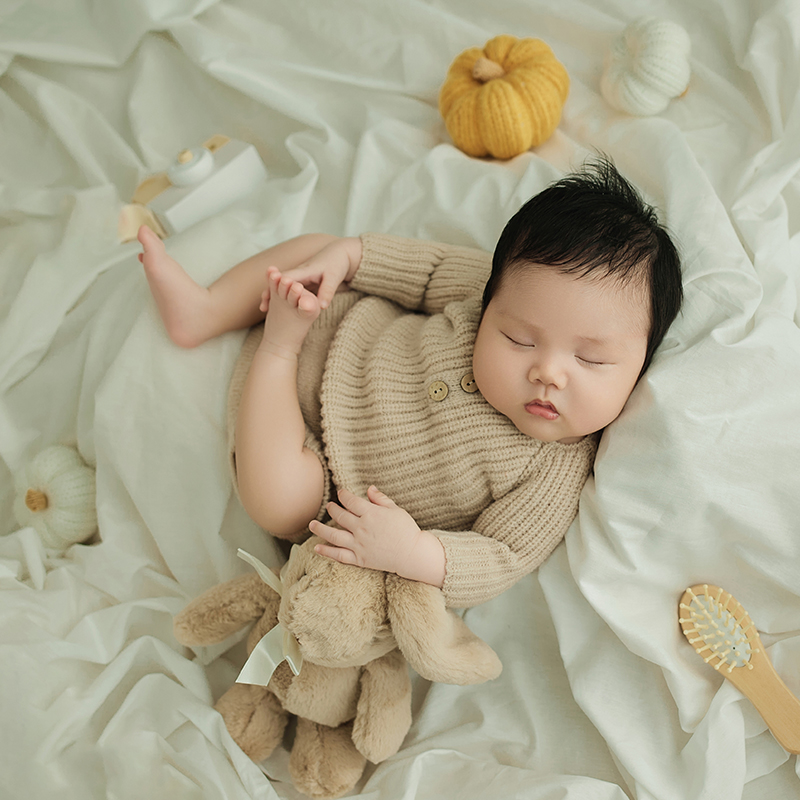 ชุดจั๊มสูทถักสีกากีสำหรับเด็กแ - Infant Photography Props Outfit บทวิจารณ์และราคา