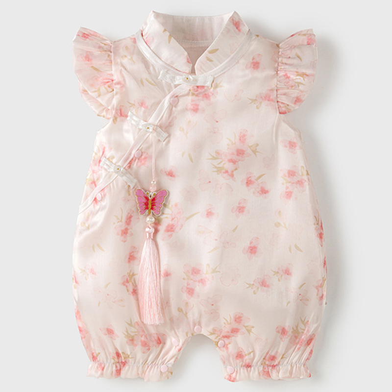 ชุดรอมเปอร์ผ้าฝ้ายแขนกุดลายผีเ - Newborn Baby Girl Romper Floral บทวิจารณ์และราคา