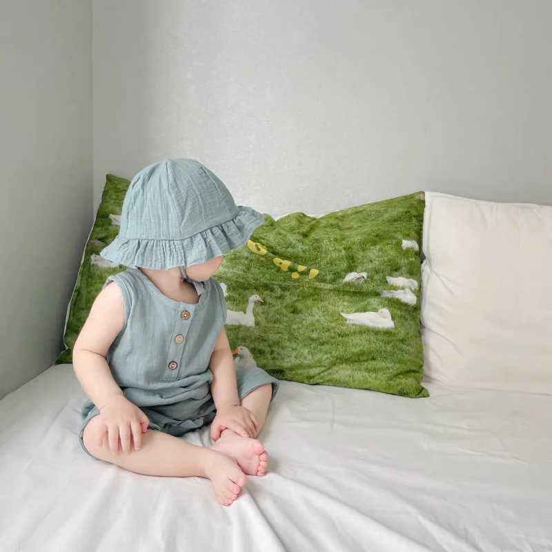 2 ชิ้น/เซ็ตเด็กฤดูร้อนเสื้อผ้า - Baby Summer Linen Sleeveless Jumpsuit บทวิจารณ์และราคา