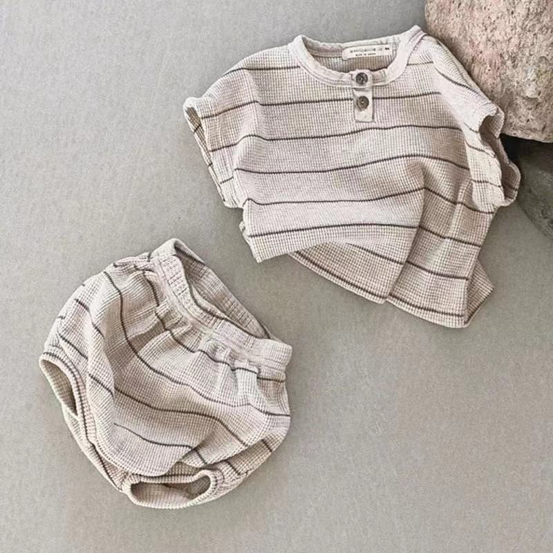 ชุดเด็กแขนสั้นลายทาง ชุดเซ็ตฤด - Baby Boy Suit Set Baptism บทวิจารณ์และราคา