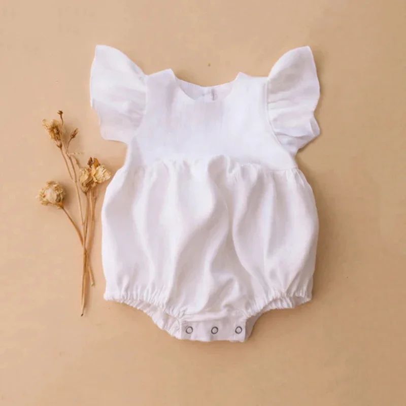 จั๊มสูทผ้าลินินเด็กผู้หญิง0-24 - Baby Summer Linen Sleeveless Jumpsuit บทวิจารณ์และราคา