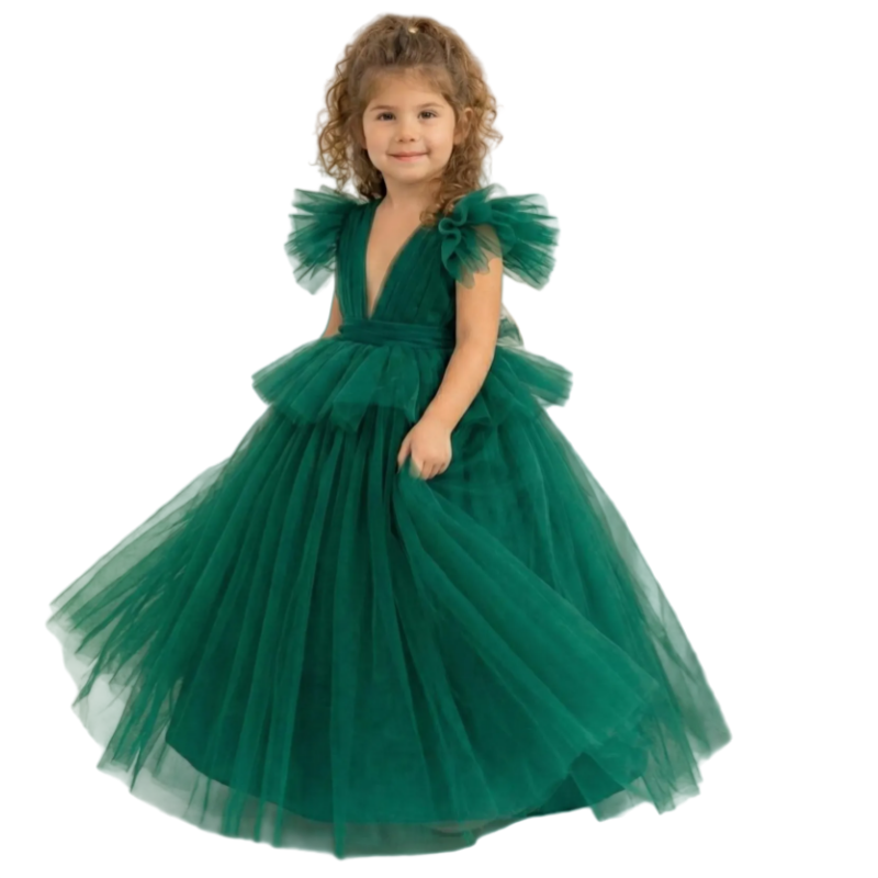 ชุดเดรสเด็กเล็กผ้าทูลสีเขียวมร - Toddler Girl Tulle Party Dress บทวิจารณ์และราคา