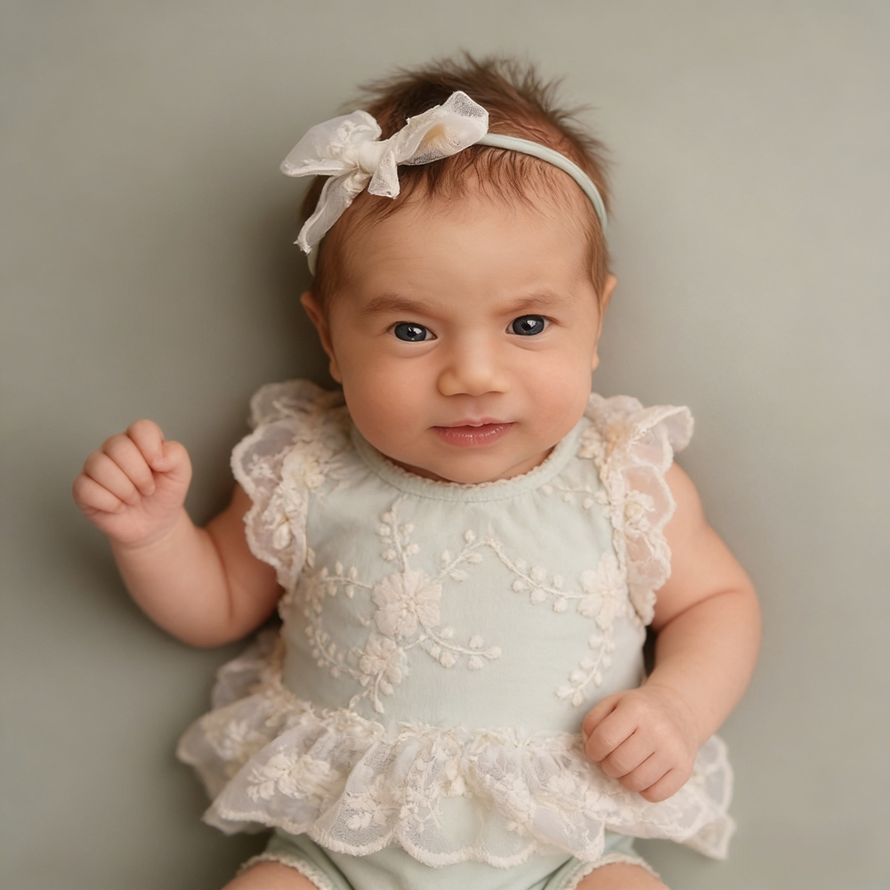 ชุดรอมเปอร์ลูกไม้สีเขียวพาสเทล - Newborn Baby Girl Romper Floral บทวิจารณ์และราคา